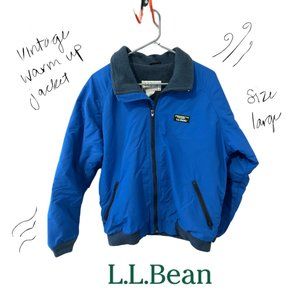 Vintage L.L. Bean Warm Up Jacket, Blue Windbreaker with Fleece Lining, Size L
